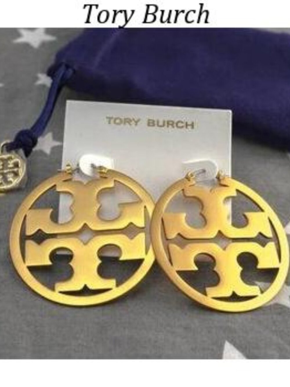 Tory Burch Miller Hoop Statement Matte Gold Earrings